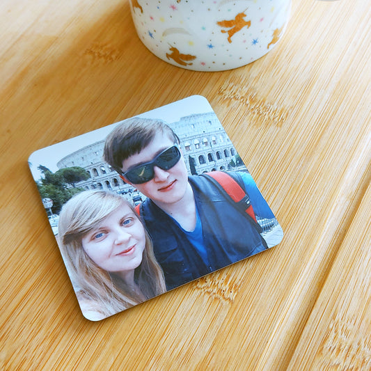 Personalised Metal Photo Coaster, Custom Photo Coaster, Personalised Drink Coaster, Photo Keepsake, Picture Drink Mat