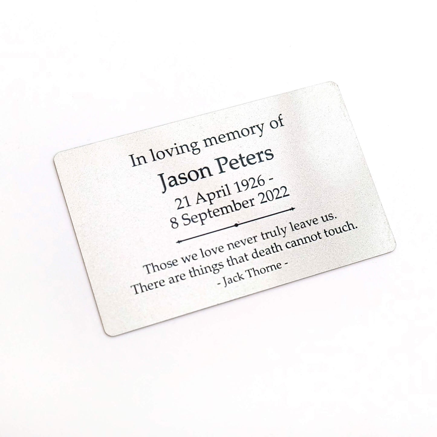 Personalised Memorial Wallet Card, In Memorium Gift