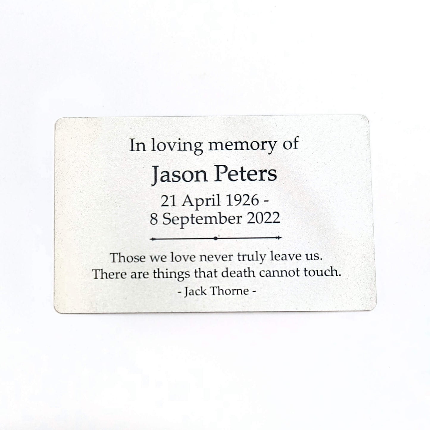 Personalised Memorial Wallet Card, In Memorium Gift