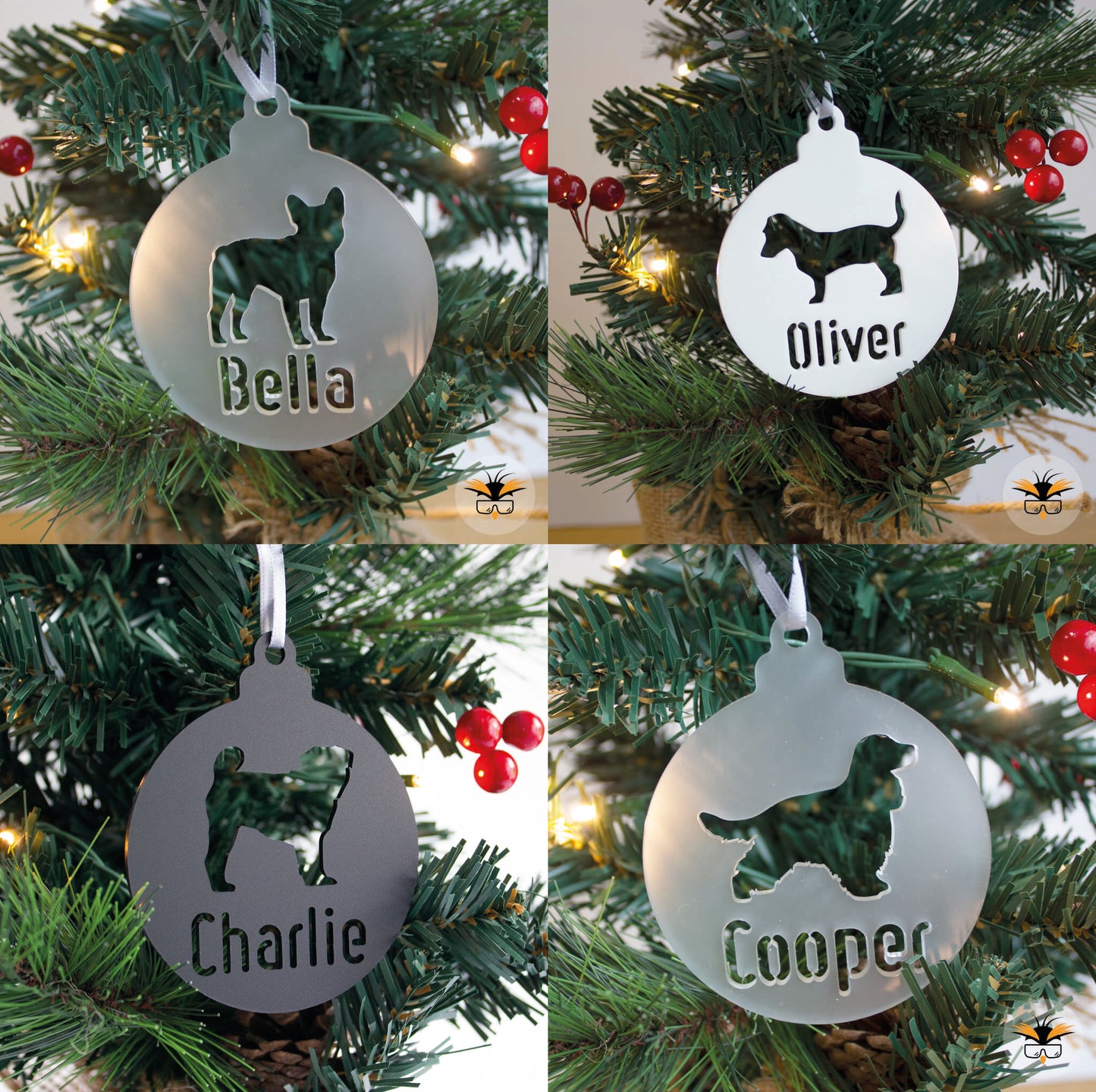 Personalised Terrier Bauble, Yorkie Gifts, Pet Stocking Fillers