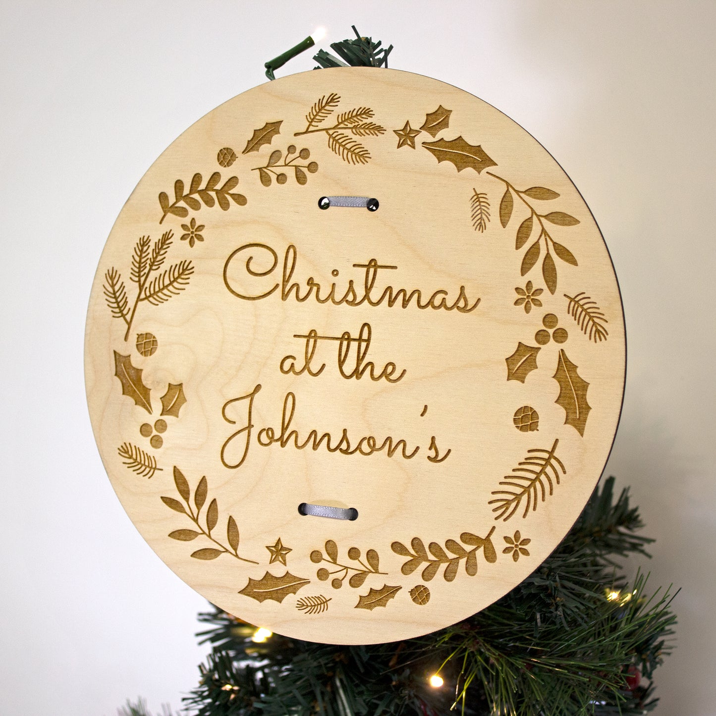 Personalised Circle Christmas Tree Topper, Christmas Star, Family Decoration