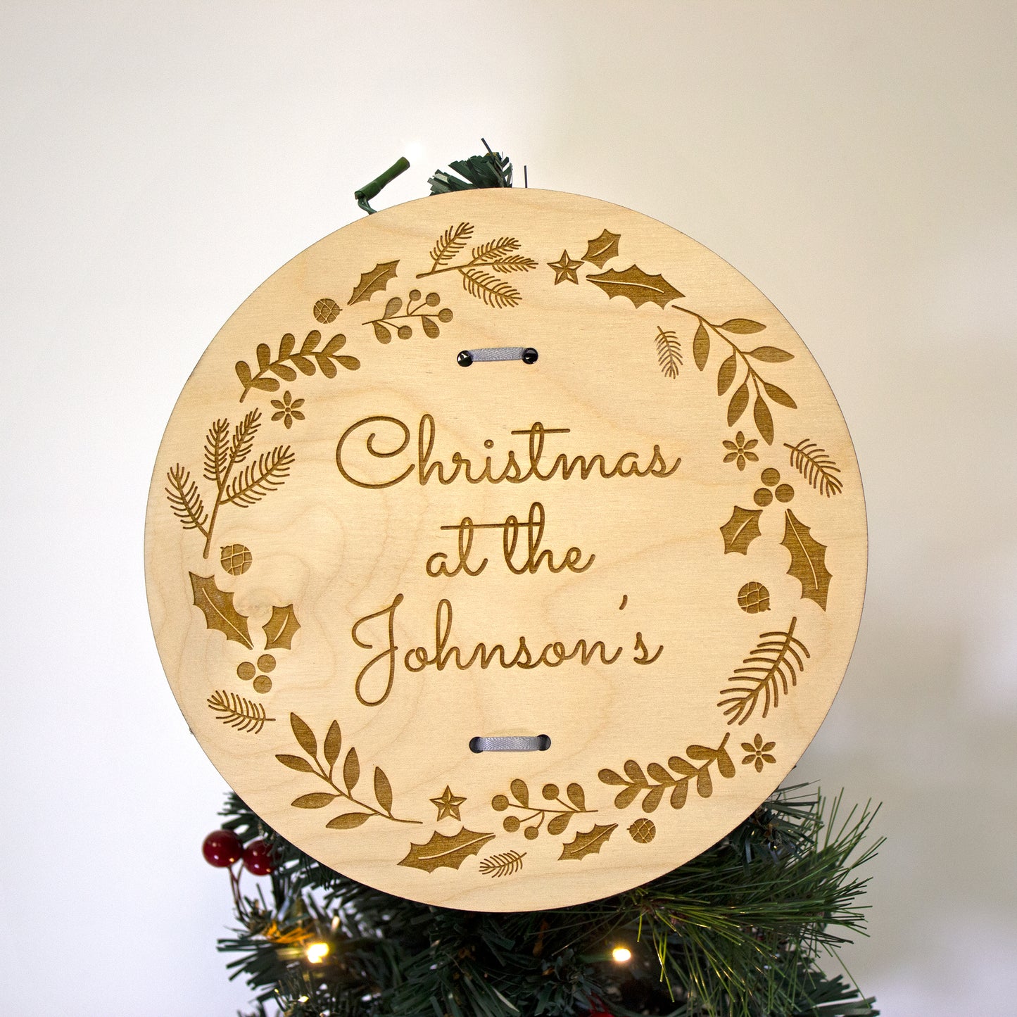 Personalised Circle Christmas Tree Topper, Christmas Star, Family Decoration