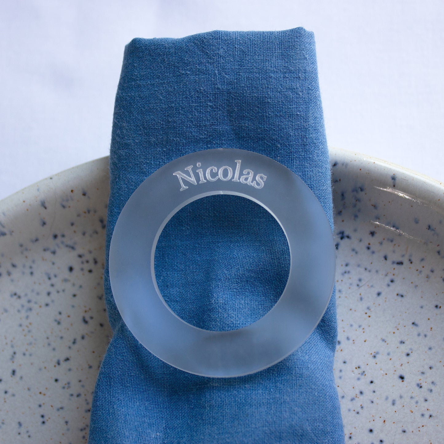 Personalised Napkin Ring, Custom Frosted Place Names, Wedding Party Favours