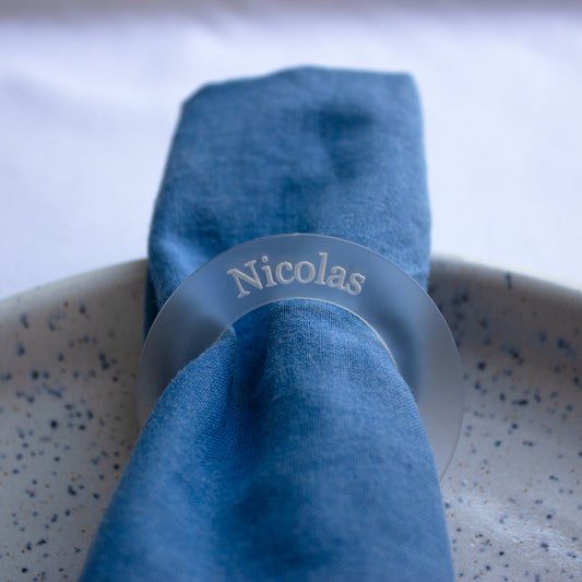 Personalised Napkin Ring, Custom Frosted Place Names, Wedding Party Favours