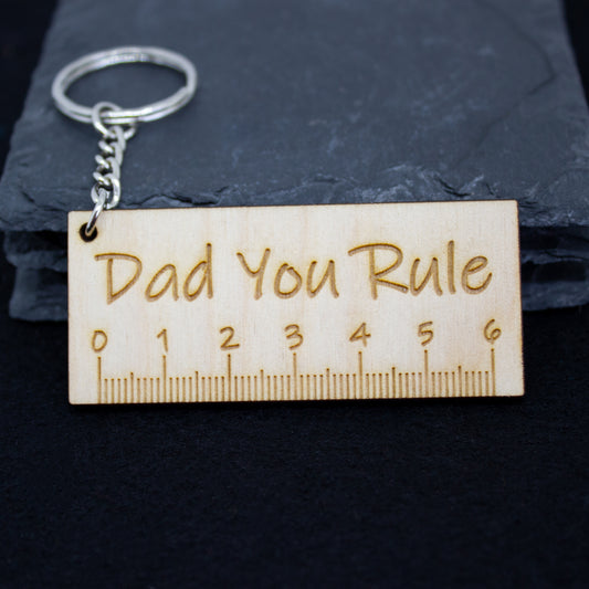 Dad You Rule Keyring, Father Ruler Keychain, Keepsake Gift, Gift for Dad
