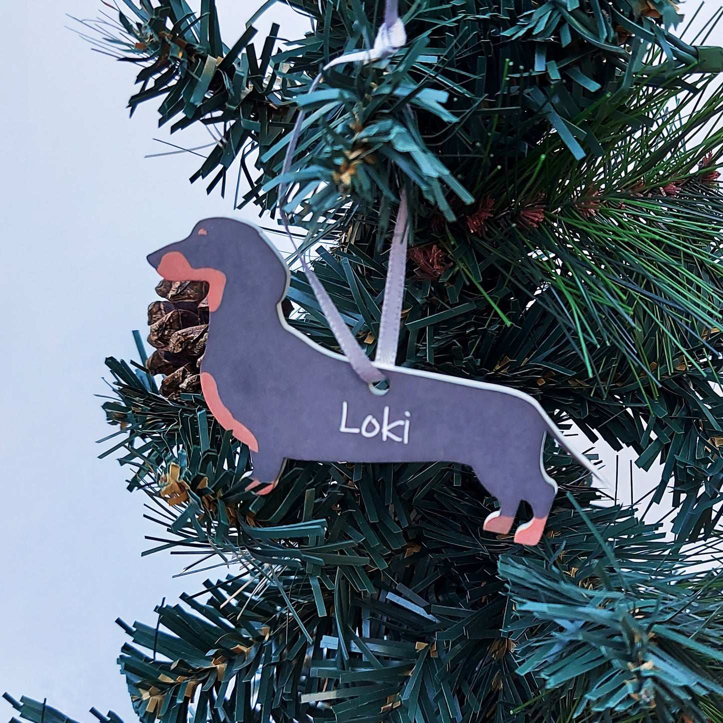 Personalised Dachshund Bauble, Christmas Tree Weiner Dog Ornament