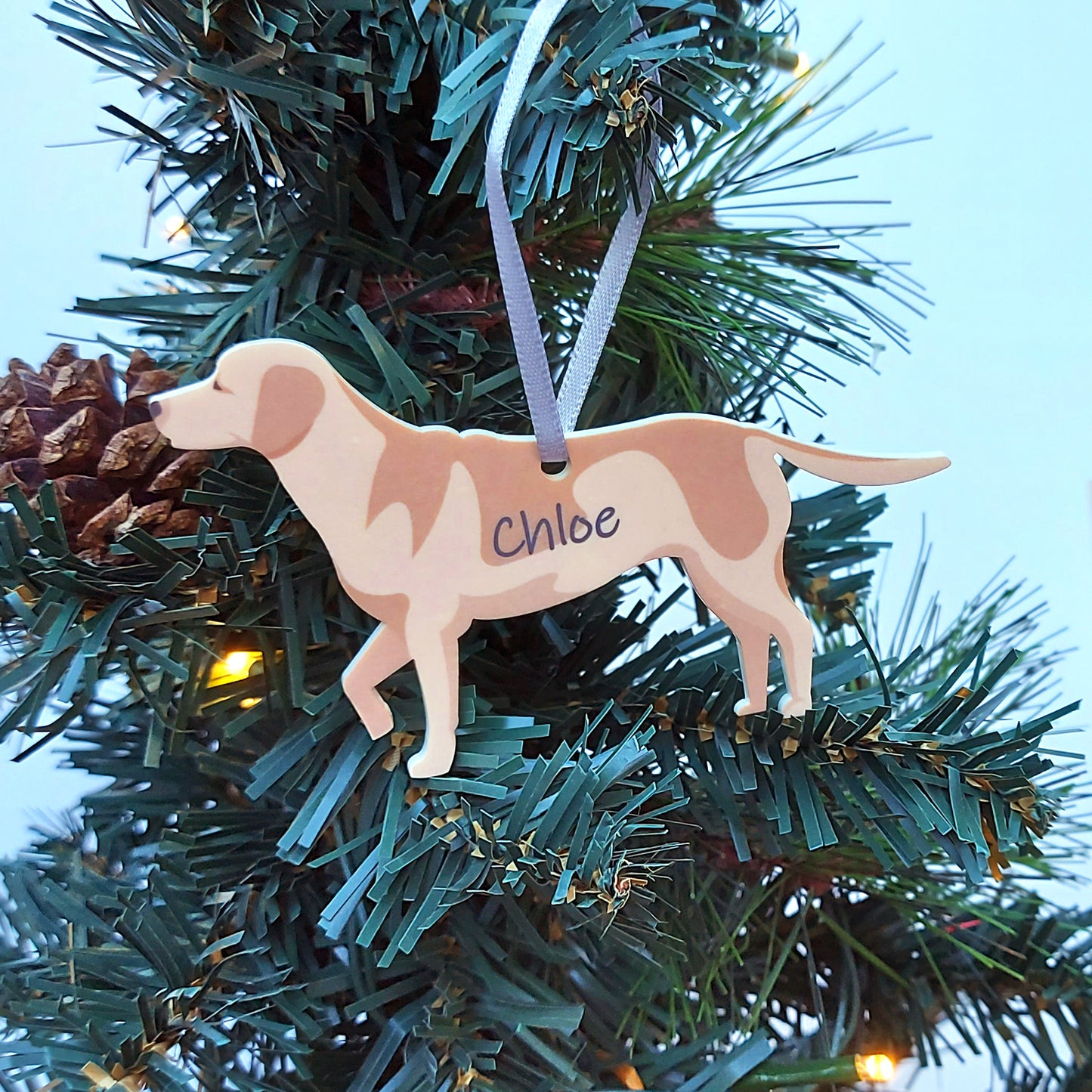 Personalised Labrador Decoration, Christmas Tree White Lab Ornament