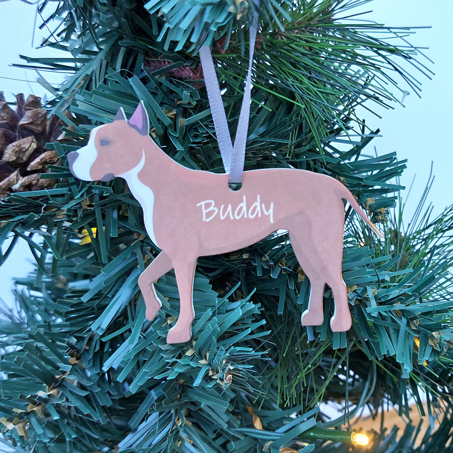 Personalised Staffy Decoration, Custom Staffordshire Bull Terrier Ornament