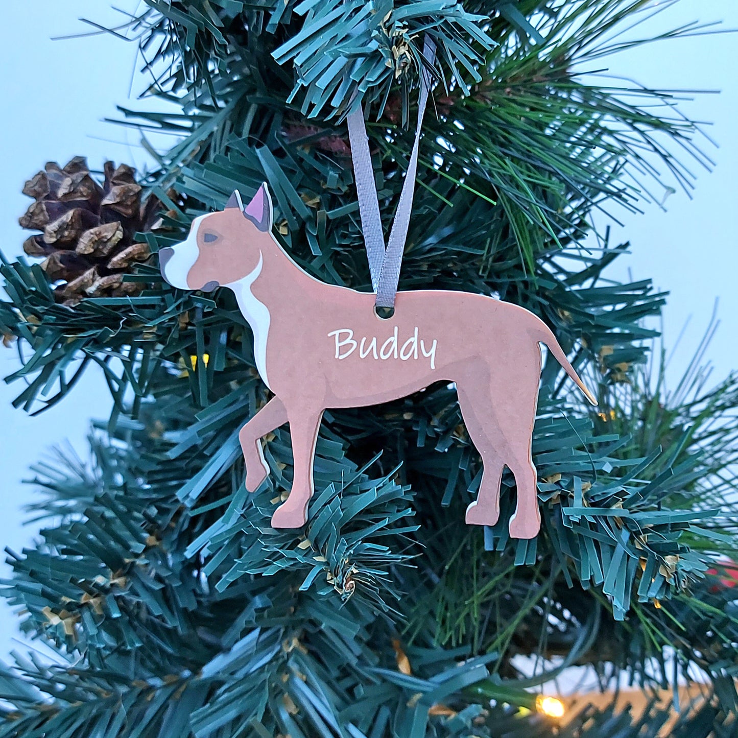 Personalised Staffy Decoration, Custom Staffordshire Bull Terrier Ornament