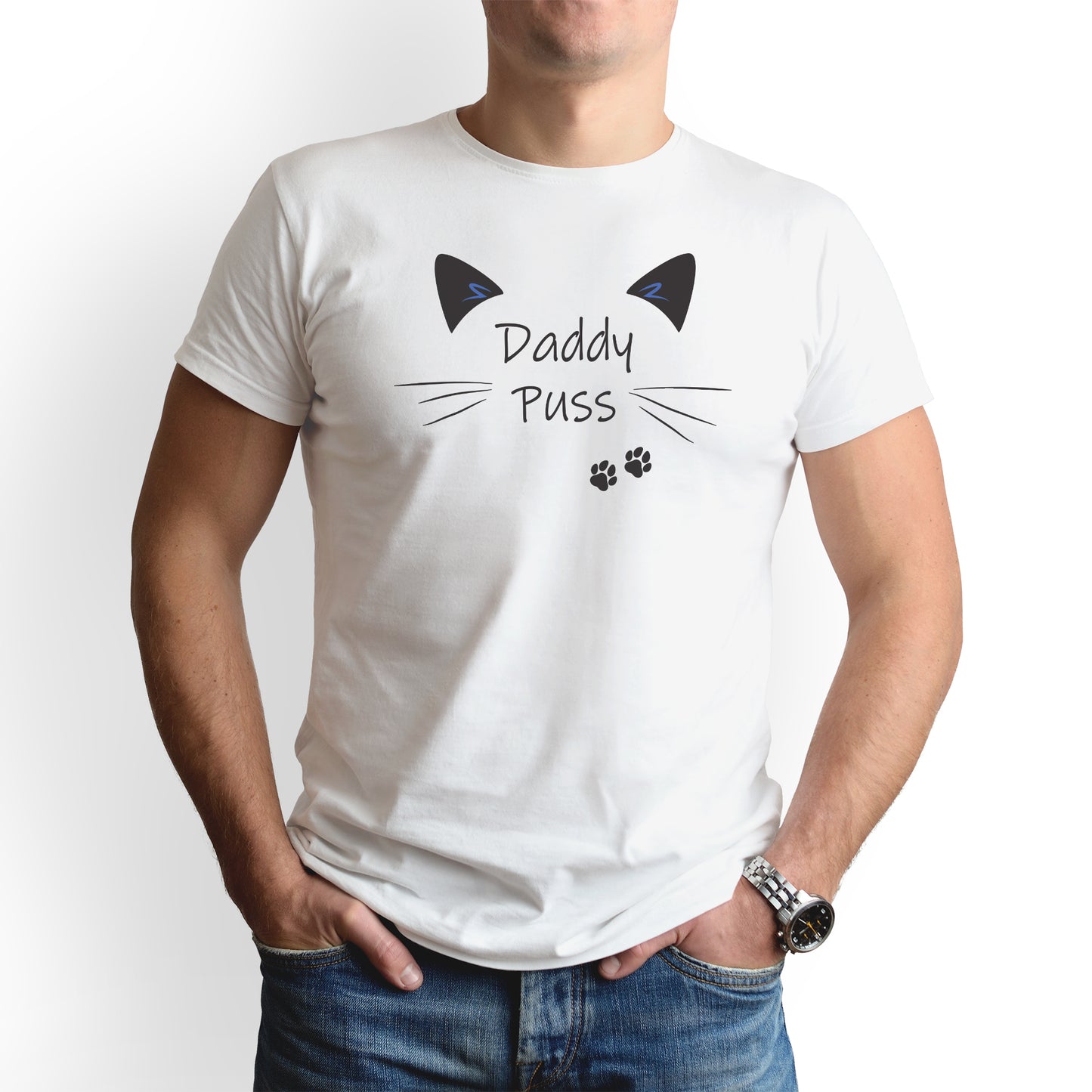 Daddy Puss T-Shirt, Cat Dad Tee, Cat Owner Shirt, Gift for Dad