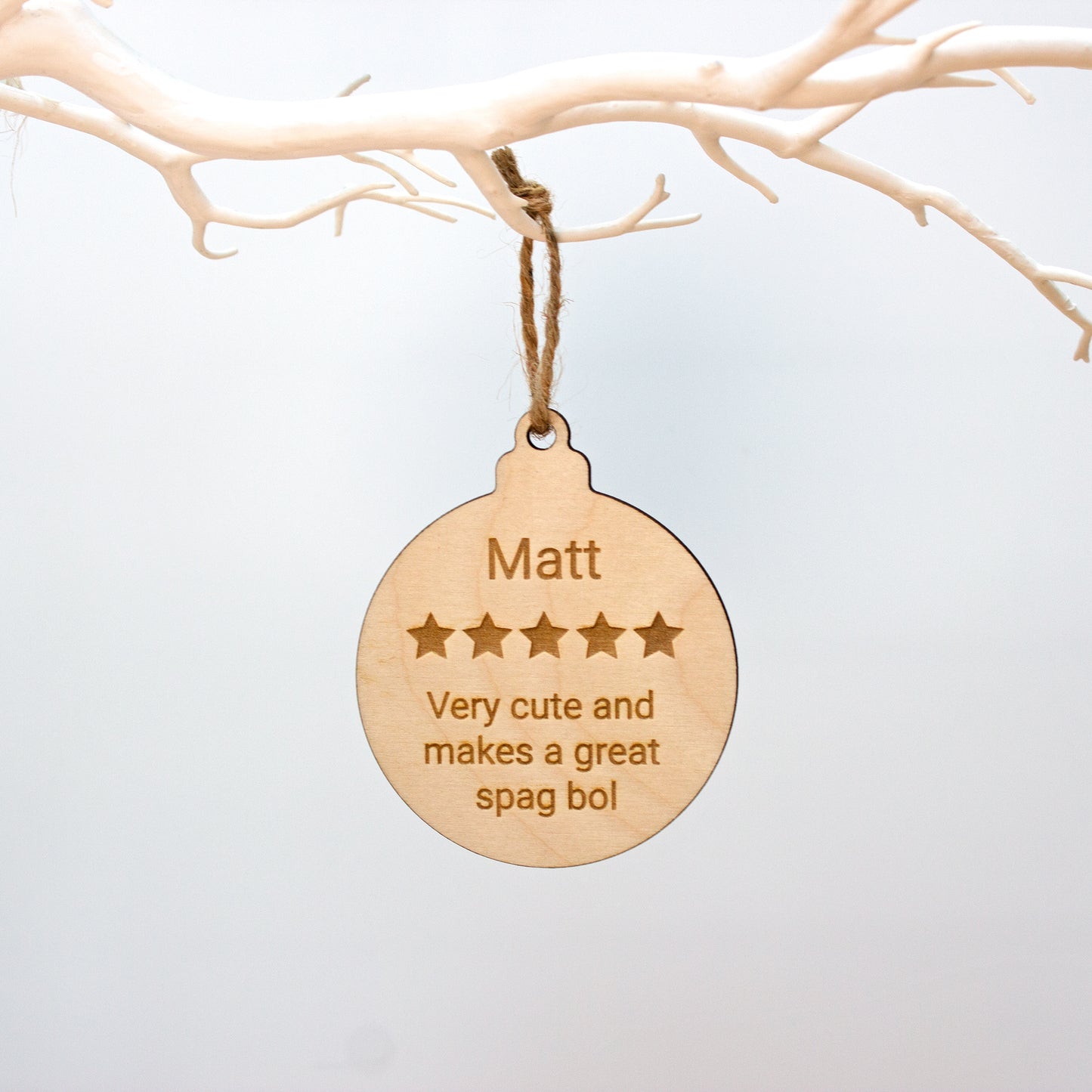 Personalised Partner Review Bauble, For Boyfriend Christmas Tree Ornament