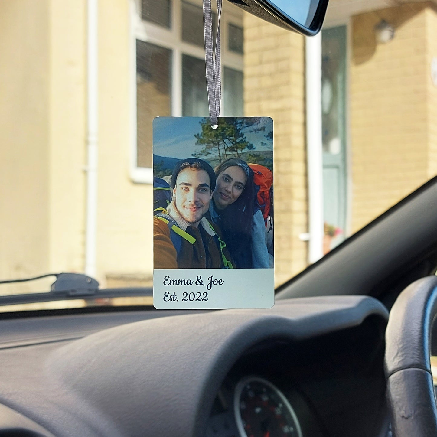 Personalised Photo Car Ornament, Custom Rearview Mirror Accessory –  Rockhopper Labs