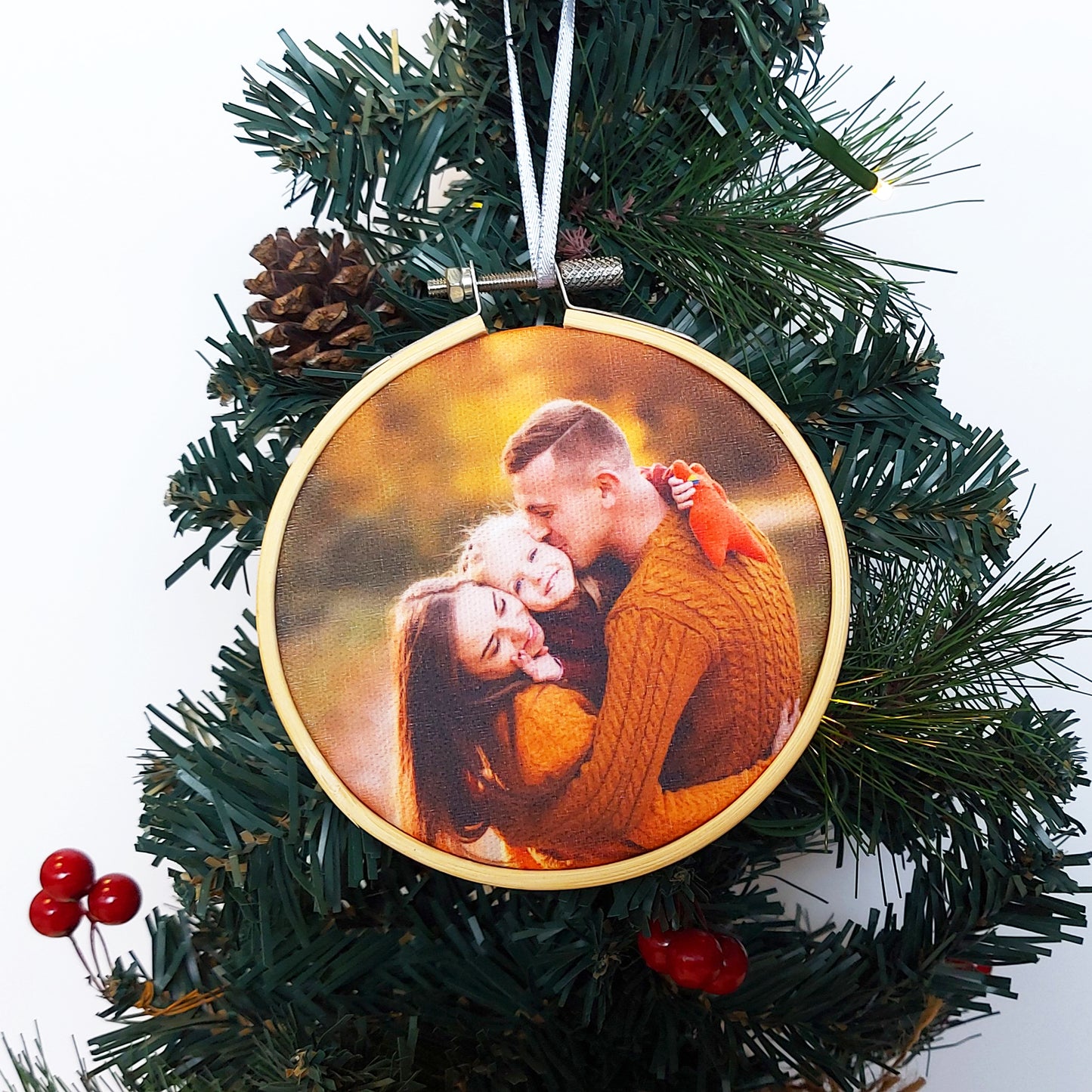 Christmas Hanging Photo Hoop, Photo Tree Hanging, XMAS Photograph Tree Ornament