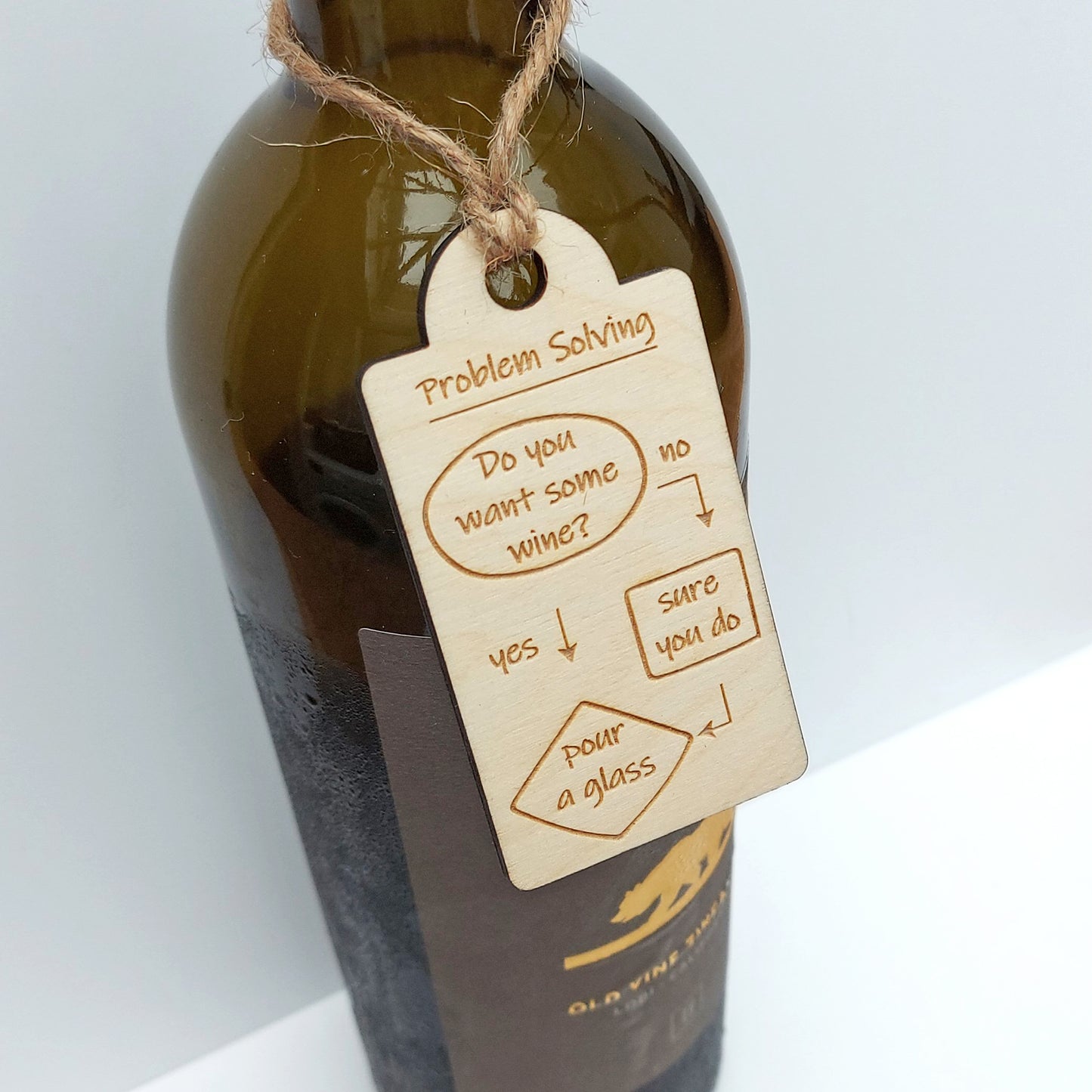 Wine Flow Chart Gift Tag, Novelty Fun Wine Tag Label, Fun Wooden Drink Tag