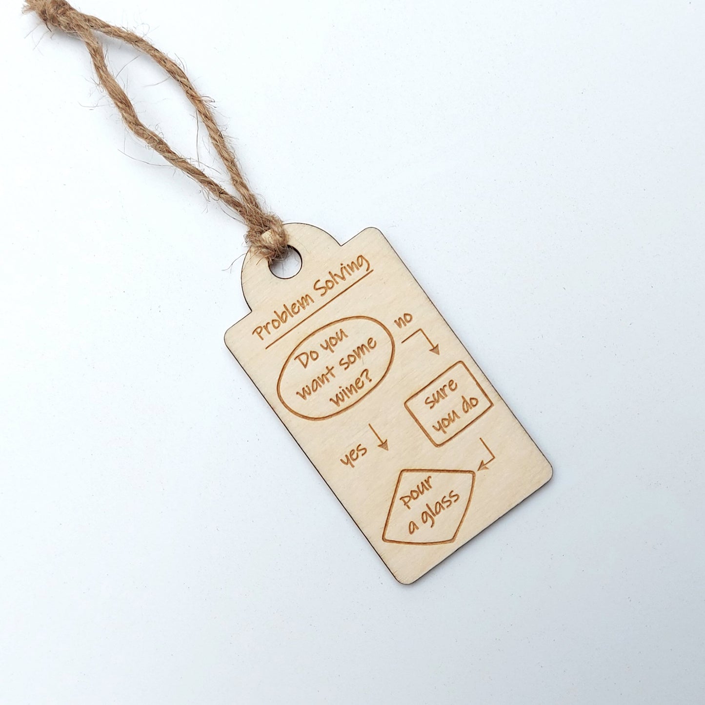 Wine Flow Chart Gift Tag, Novelty Fun Wine Tag Label, Fun Wooden Drink Tag