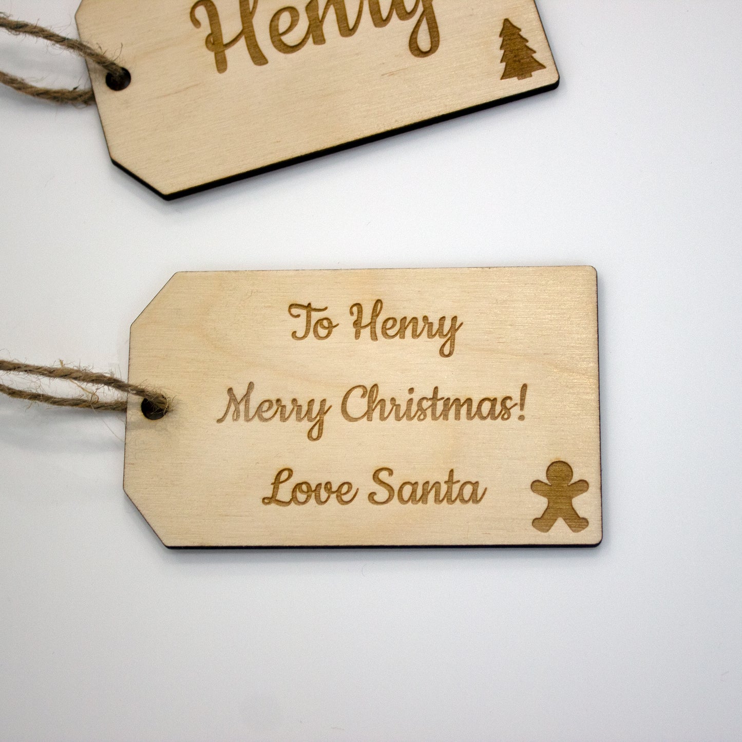 Personalised Christmas Gift Tags, Wooden Custom Name Present Tags, Rustic