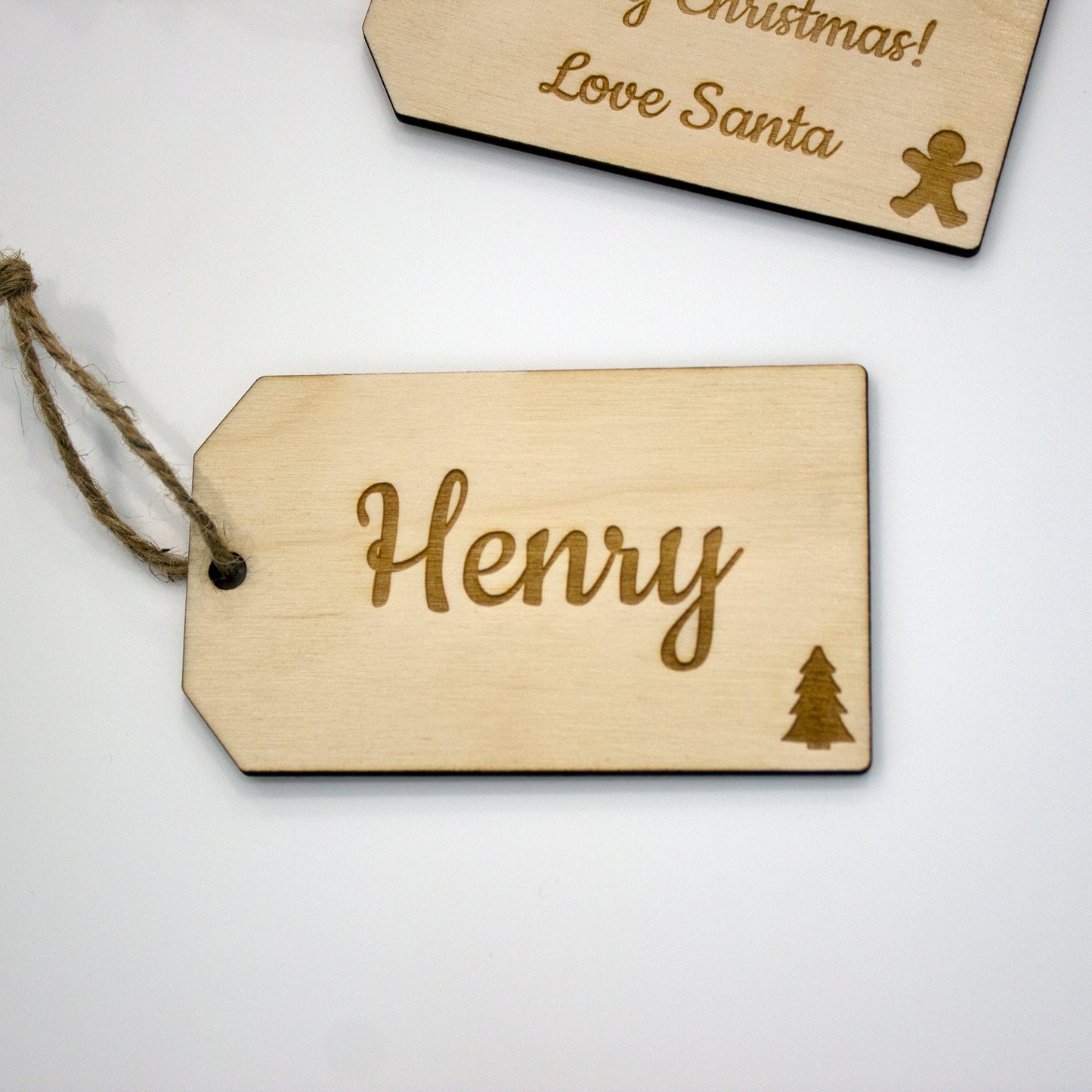 Personalised Christmas Gift Tags, Wooden Custom Name Present Tags, Rustic