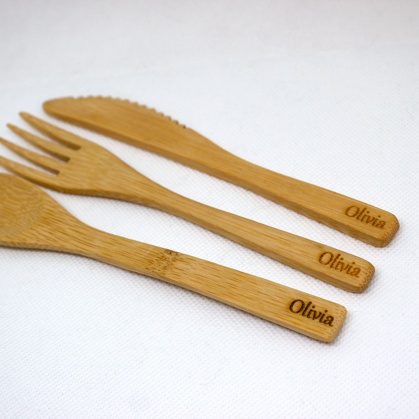 Personalised Bamboo Cutlery Set, Cutlery with Travel Case