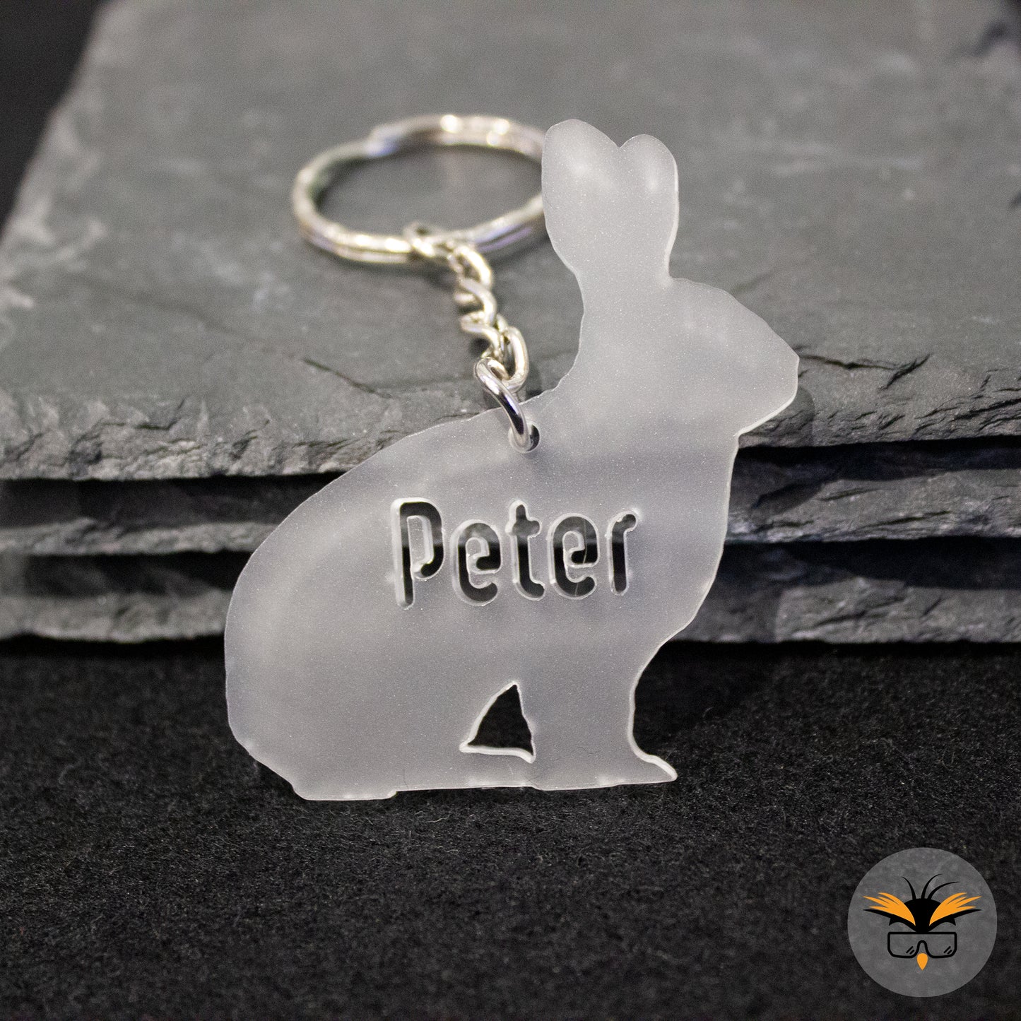 Personalised Rabbit Keyring, Acrylic Bunny Gift, Hare Lover Keychain