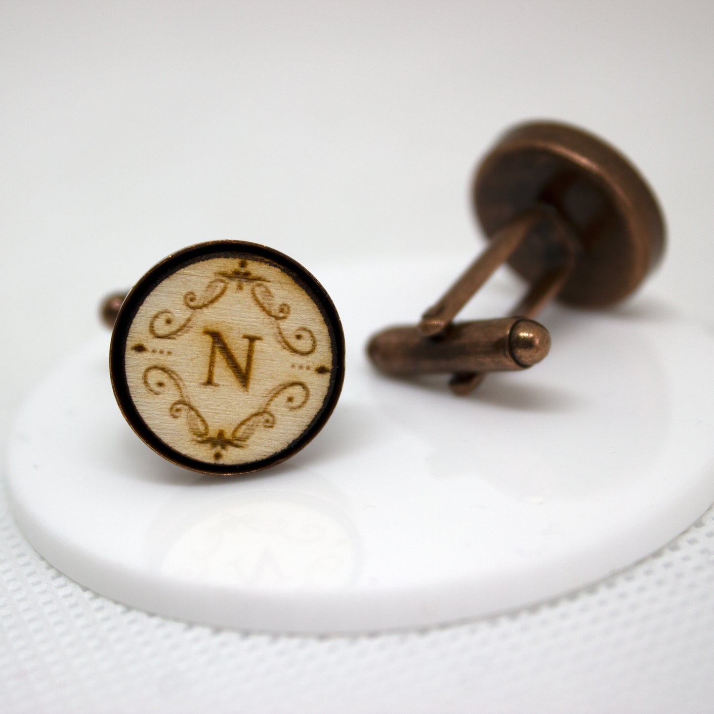 Wooden Initial Cufflinks, Custom Name Cufflinks, Father's Day Gifts, Gifts for Him