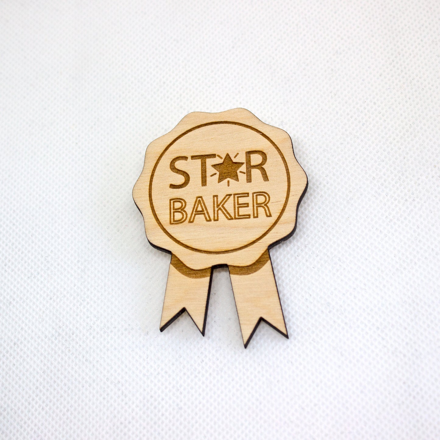 Wooden Star Baker Badge, Birthday Baking Badge, Baking Gift, Stocking Stuffer Pin